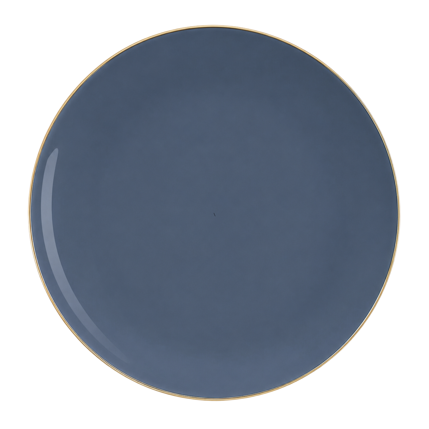 SLATE BLUE & GOLD ROUND REUSABLE DINNER PLATES | 10 PIECES