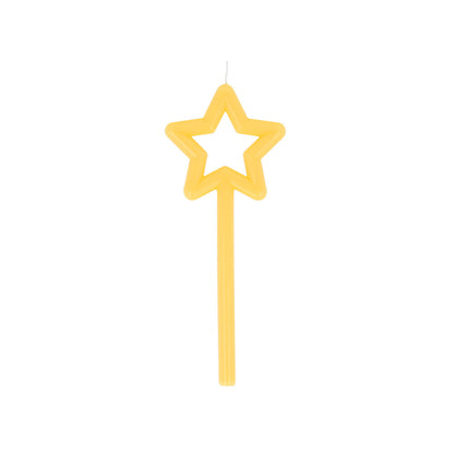 Yellow star-shaped candle on a white background