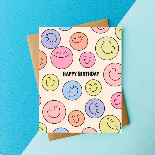 colourful smiley happy birthday greeting card