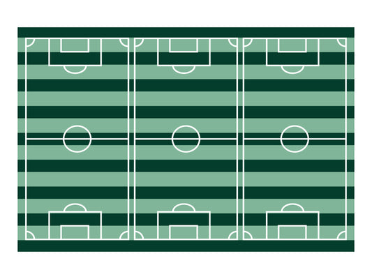 Soccer field tablecloth in mint and dark green, football partyware available in Toronto a Confetti My Party.