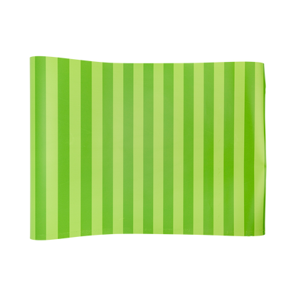 Green striped paper table runner available at our Toronto party shop.