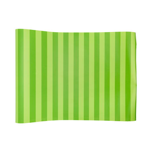 Green striped paper table runner available at our Toronto party shop.