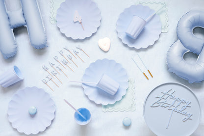 soft blue gold dipped candles - 10pc