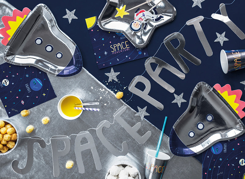 space party silver star plates