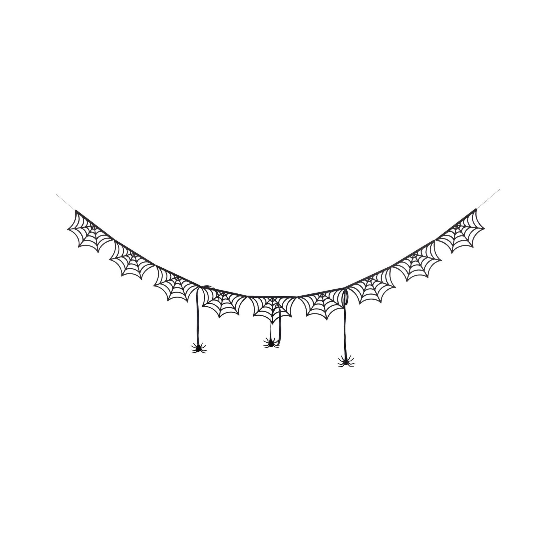Spider web garland design on a white background