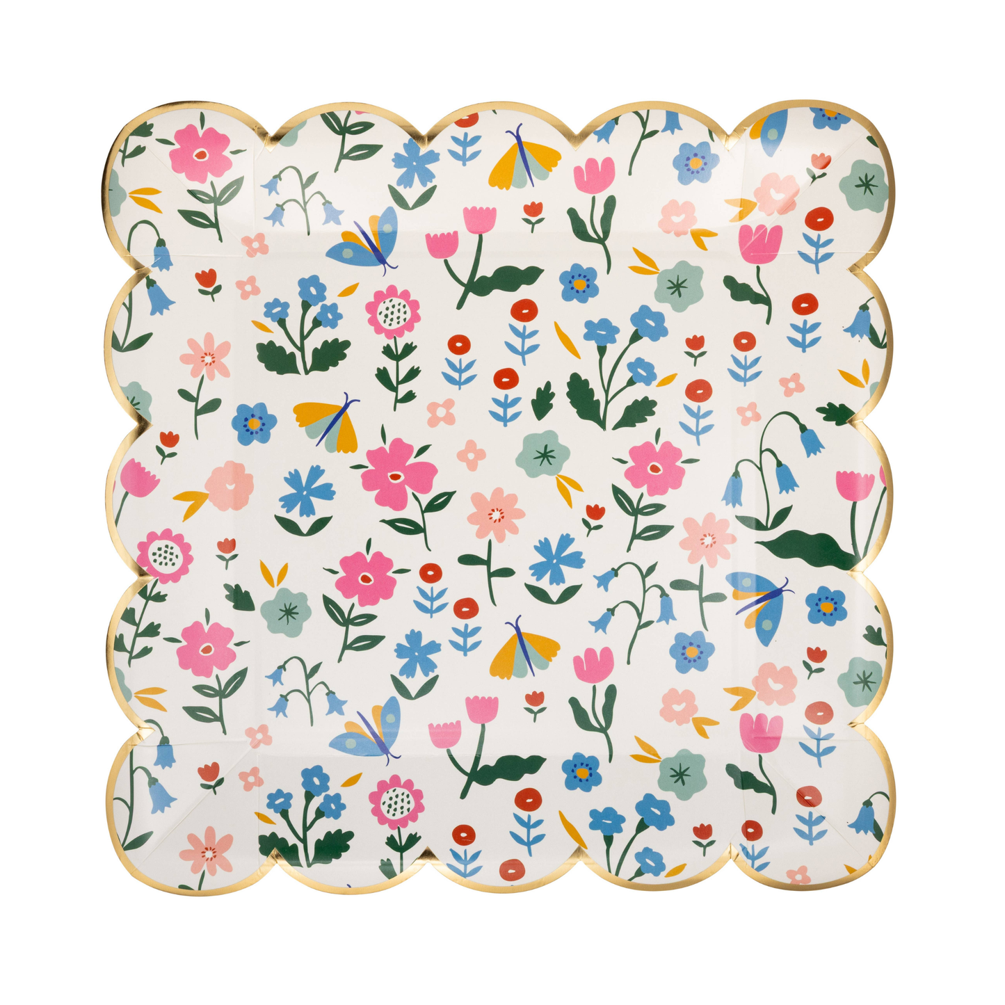 SQUARE SCALLOPED FLORAL PATTERN PLATES