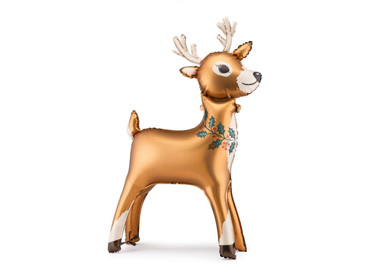 Standing foil reindeer balloon in festive colours, perfect for Toronto Christmas party décor.