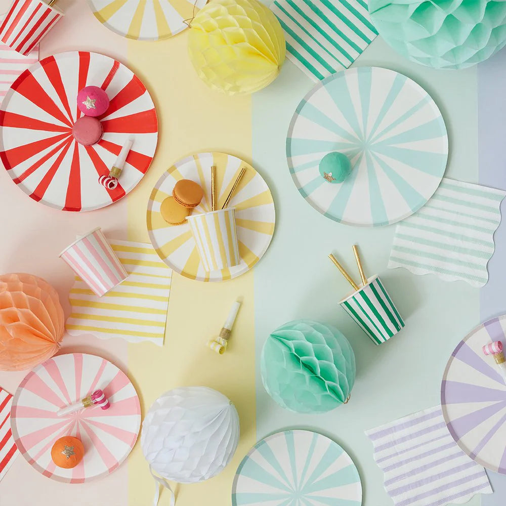 colourful striped party supplies
