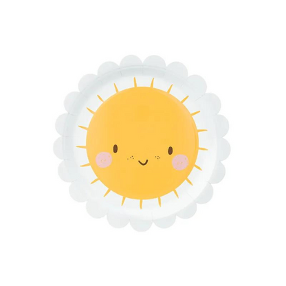 paper plates with smiling sun face