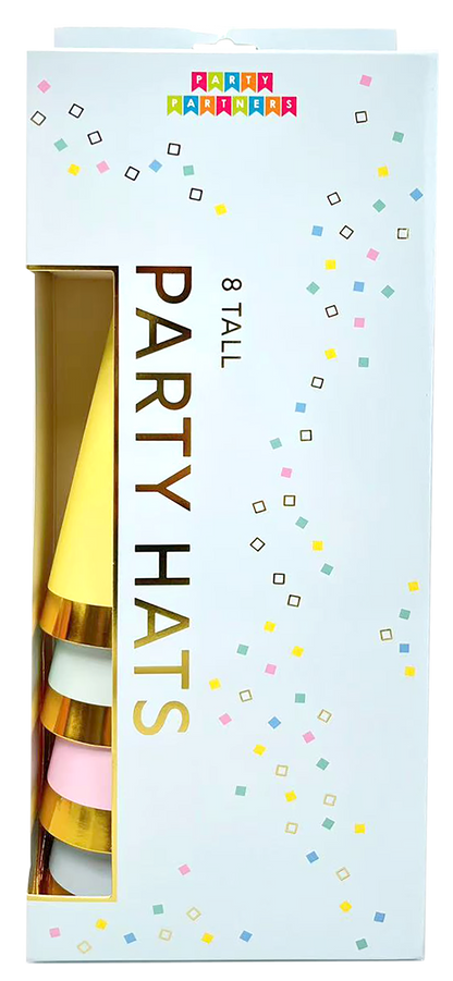 tall mini pastel party hats pack of 8 - 2 each colour.