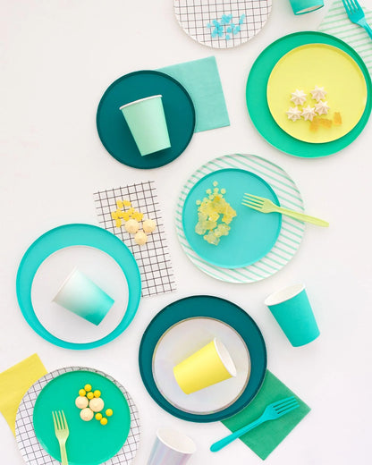 OH HAPPY DAY TEAL DINNER PLATES