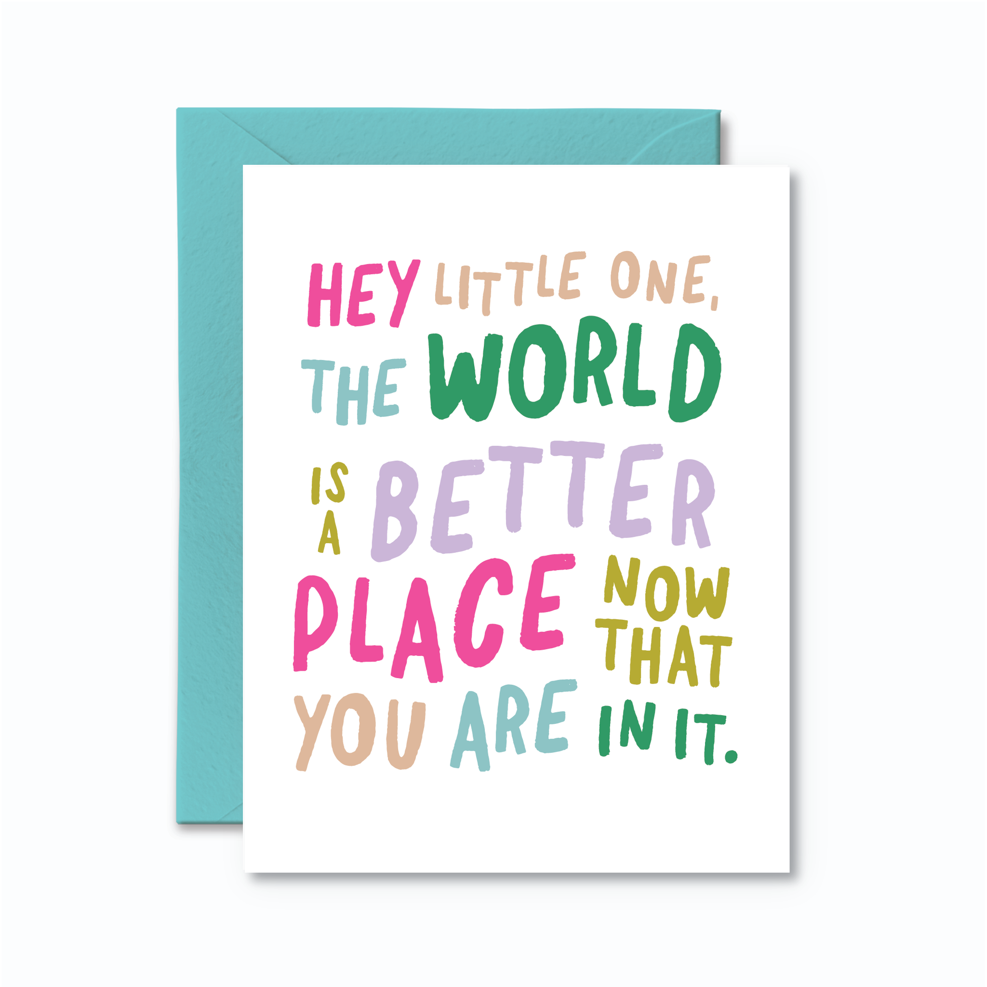 Colourful baby greeting card with playful typography available at our Toronto party shop.