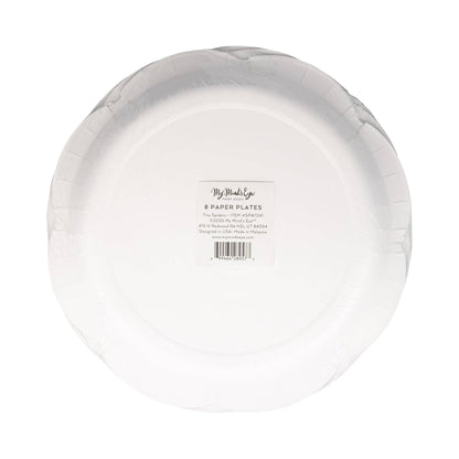 Pack of 8 Tiny Spider Halloween plates with scalloped edges, available in Toronto and shipping across Canada.