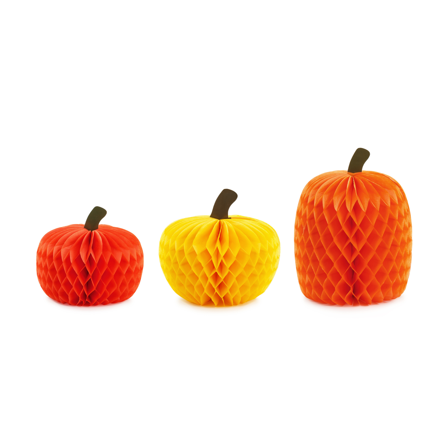 Tissue paper pumpkins in assorted fall colours, 3-piece set, shipping across Canada.