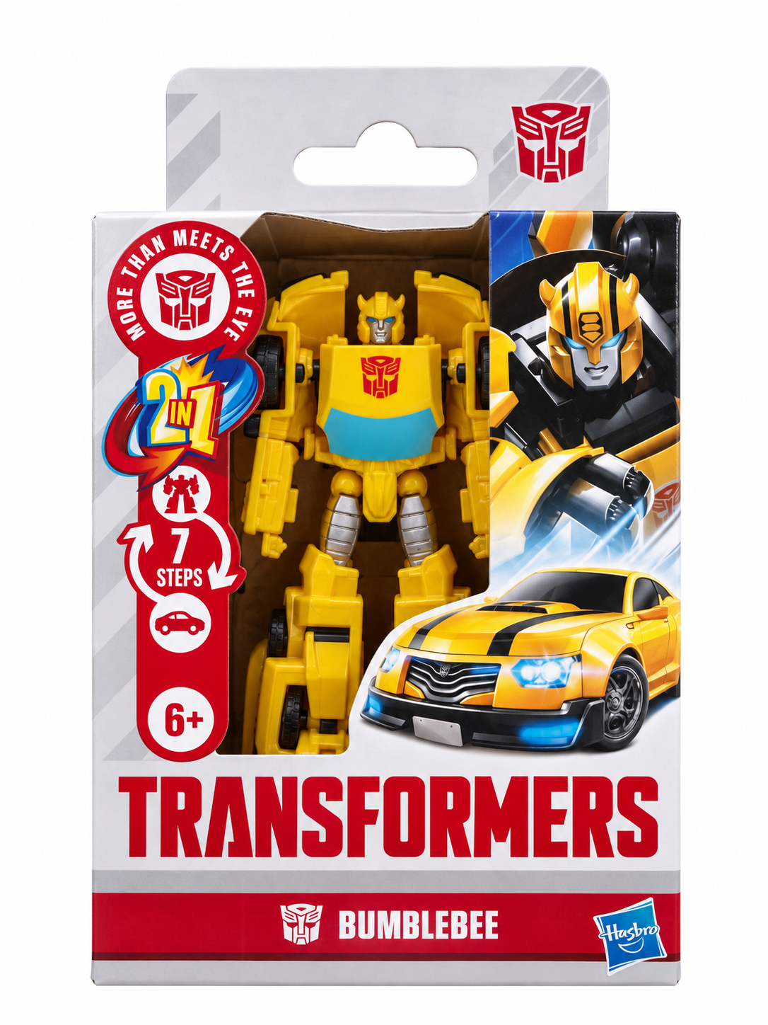 Hasbro Transformers Bumblebee transforming action figure in original packaging featuring yellow Autobot robot and sports car. Pick up in Toronto + Canada-wide shipping available.
