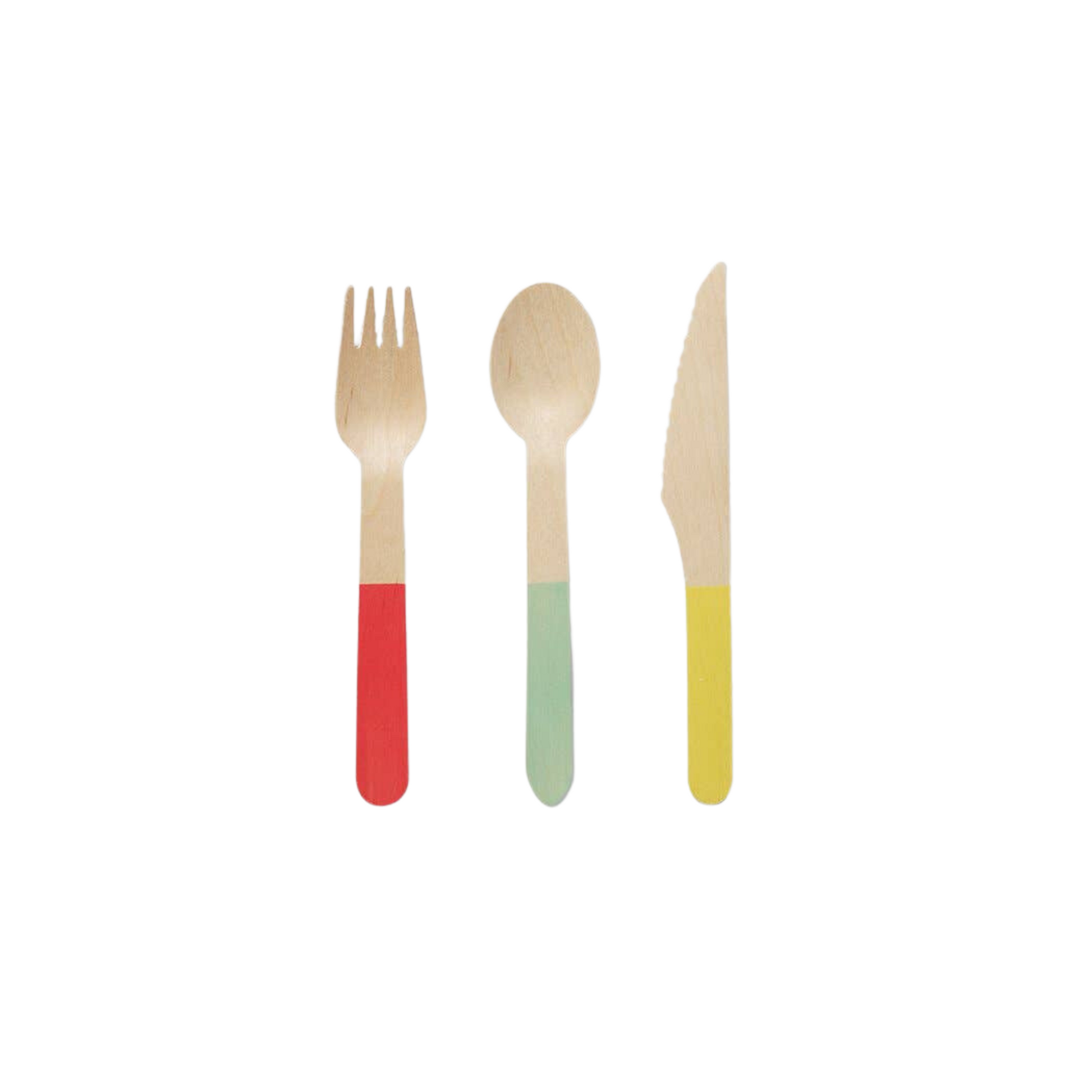tricolour wooden cutlery set