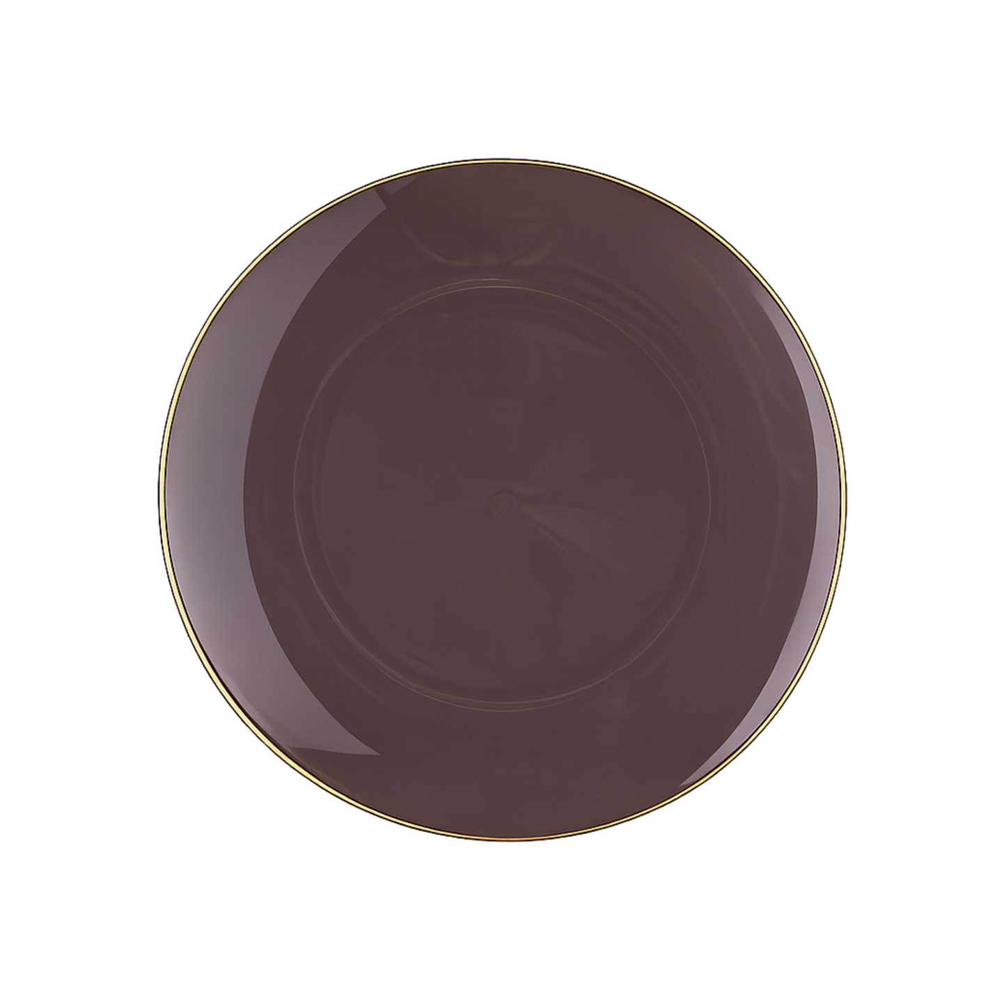 TRUFFLE BROWN & GOLD ROUND REUSABLE DESSERT PLATES | 10 PIECES