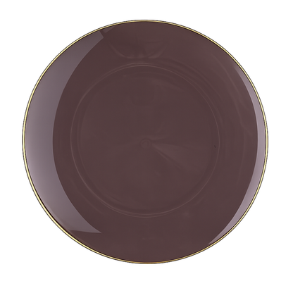 TRUFFLE BROWN & GOLD ROUND REUSABLE DINNER PLATES | 10 PIECES