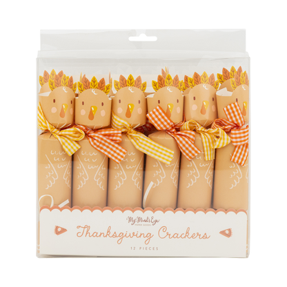 Set of 12 turkey Thanksgiving party crackers