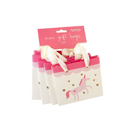 Pink unicorn gift bag with ribbon handle, available in Toronto and shipping across Canada.