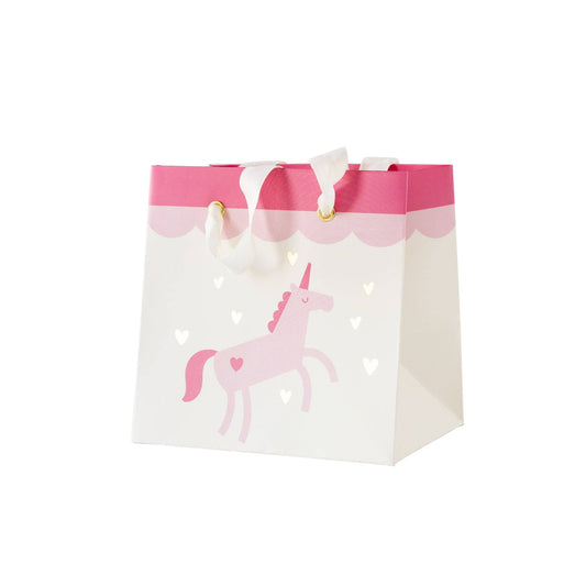 Set of 6 unicorn gift bags with ribbon handles, available at our Toronto party shop.