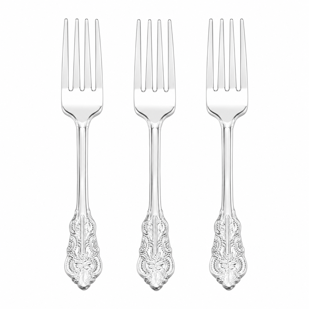 VENETIAN DESIGN SILVER REUSABLE FORKS | 20 PIECES
