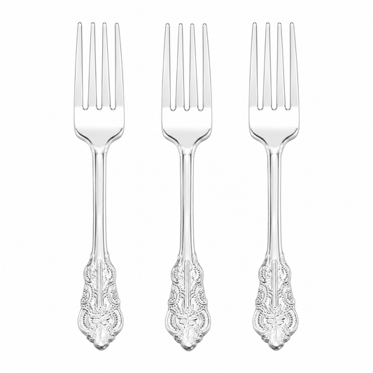 VENETIAN DESIGN SILVER REUSABLE FORKS | 20 PIECES