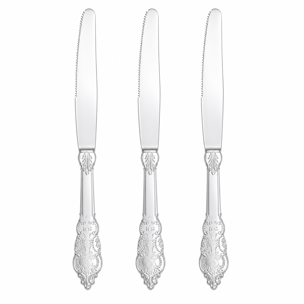 VENETIAN DESIGN SILVER REUSABLE KNIVES | 20 PIECES