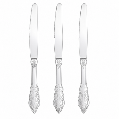VENETIAN DESIGN SILVER REUSABLE KNIVES | 20 PIECES