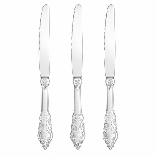 VENETIAN DESIGN SILVER REUSABLE KNIVES | 20 PIECES