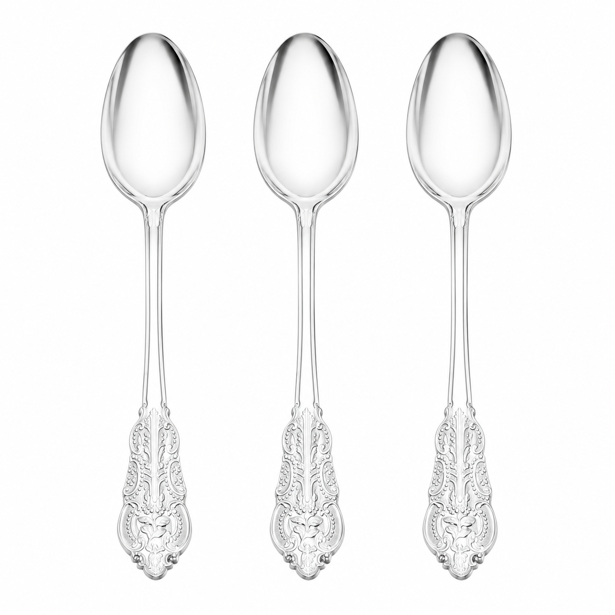 VENETIAN DESIGN SILVER REUSABLE SPOONS | 20 PIECES