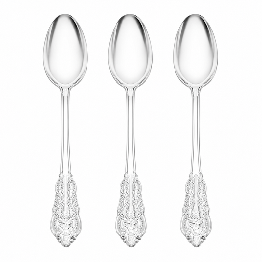 VENETIAN DESIGN SILVER REUSABLE SPOONS | 20 PIECES