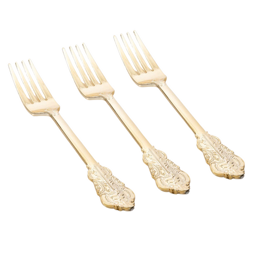 venetian style reusable gold forks - luxe party pack of 20
