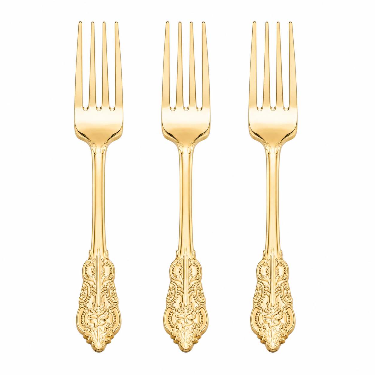 VENETIAN DESIGN GOLD REUSABLE FORKS | 20 PIECES