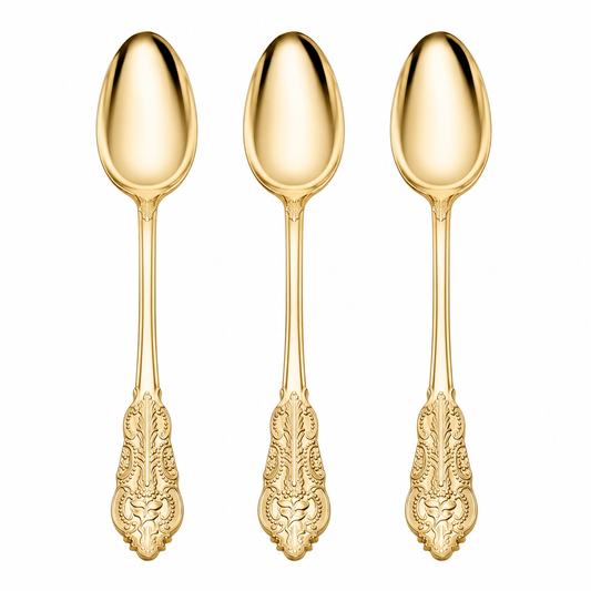 VENETIAN DESIGN GOLD REUSABLE SPOONS | 20 PIECES