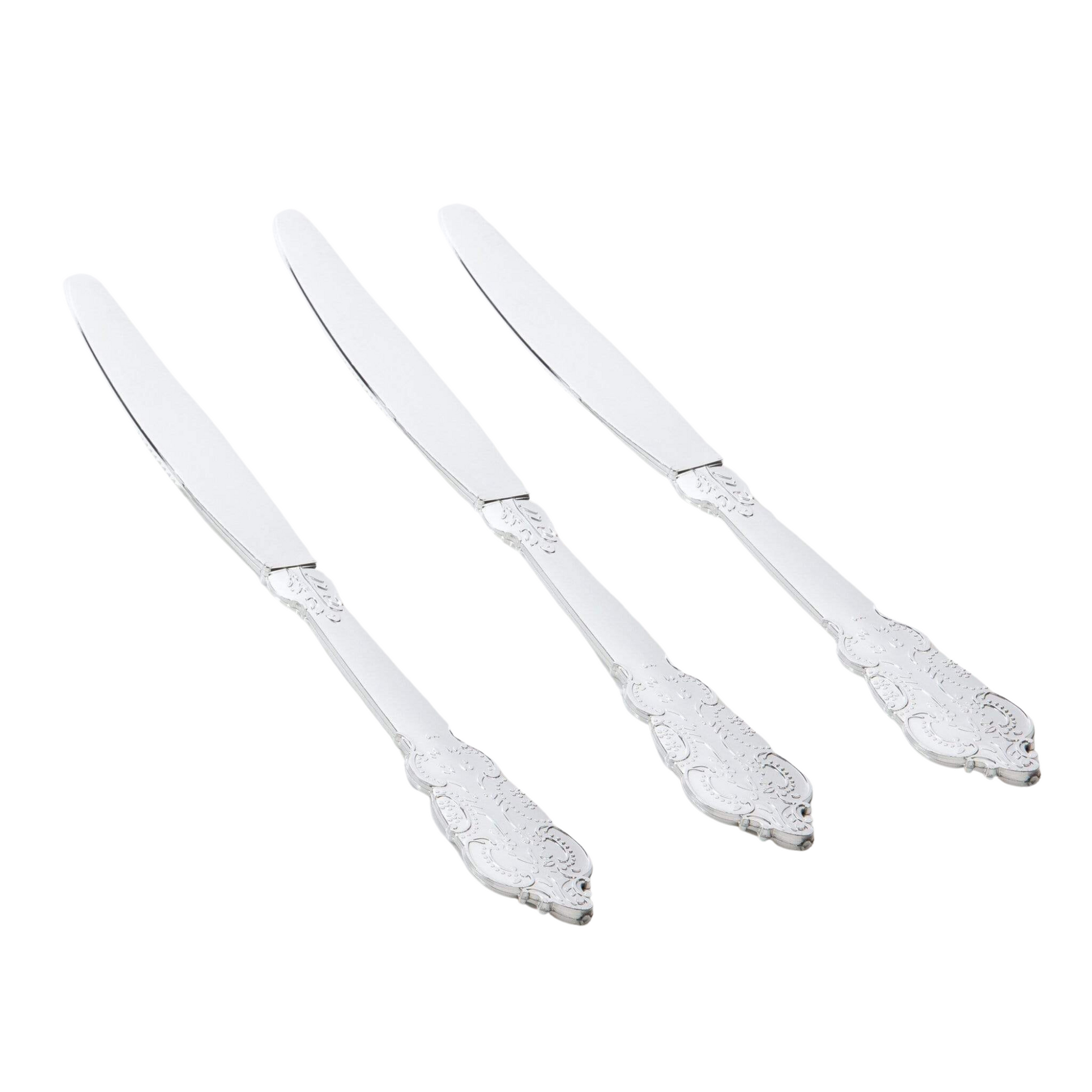 venetian style reusable silver knives - luxe party pack of 20 pieces 