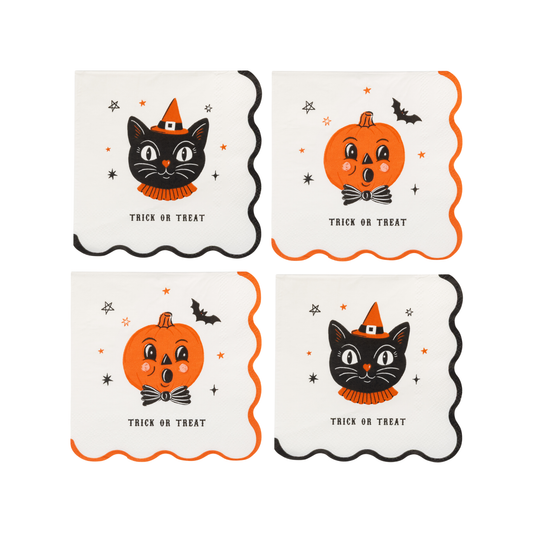 VINTAGE HALLOWEEN CHARACTERS COCKTAIL NAPKIN SET