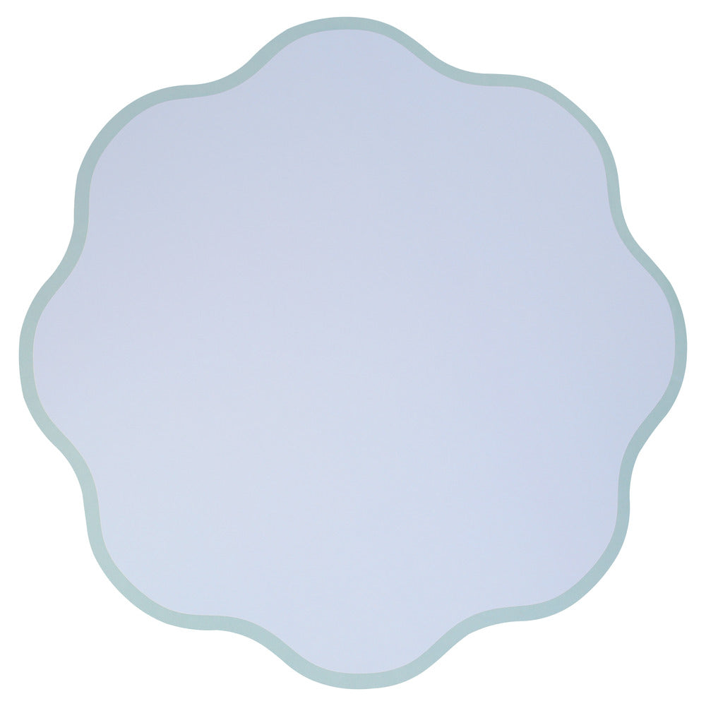 Soft blue bordered wavy round paper placemat by Meri Meri available at our Toronto party shop