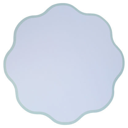 Soft blue bordered wavy round paper placemat by Meri Meri available at our Toronto party shop