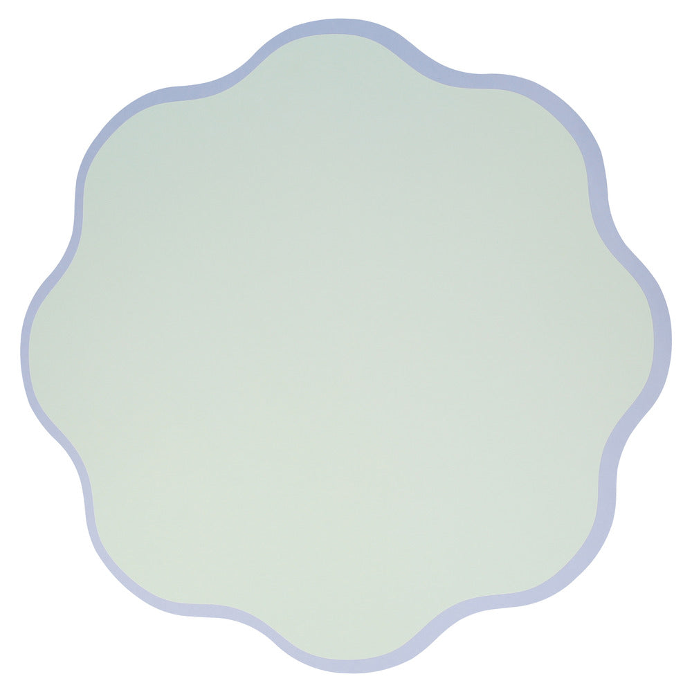 Mint green wavy round paper placemat with blue border by Meri Meri available at our Toronto party shop