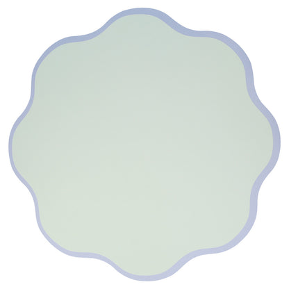 Mint green wavy round paper placemat with blue border by Meri Meri available at our Toronto party shop