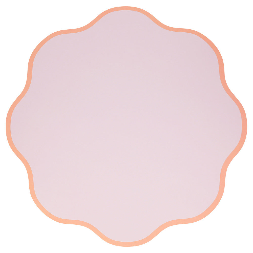 Purple and peach bordered wavy round paper placemat by Meri Meri available at our Toronto party shop