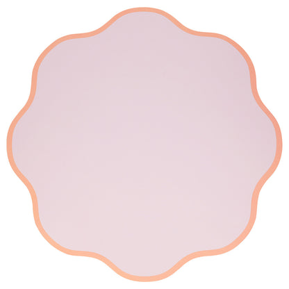 Purple and peach bordered wavy round paper placemat by Meri Meri available at our Toronto party shop