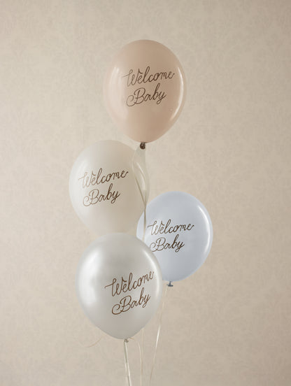Elegant Welcome Baby balloon bouquet in pastel tones, perfect for Toronto baby shower celebrations.