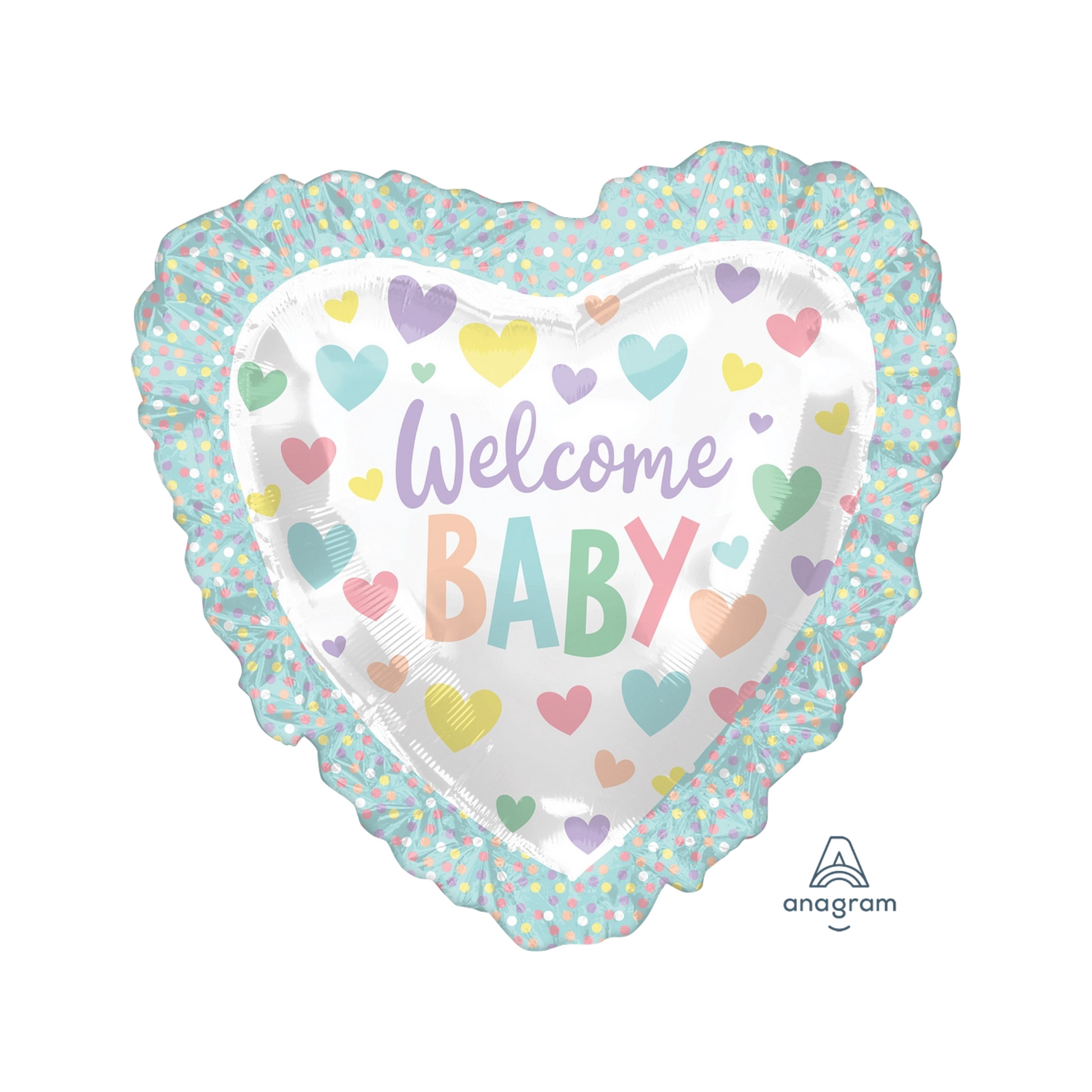 welcome baby jumbo heart foil balloon