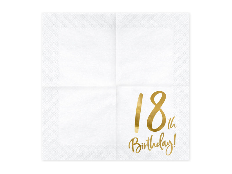 18th birthday white and gold napkins