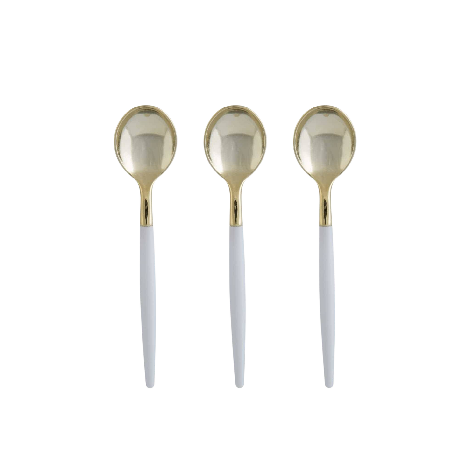 white and gold plastic mini spoons
