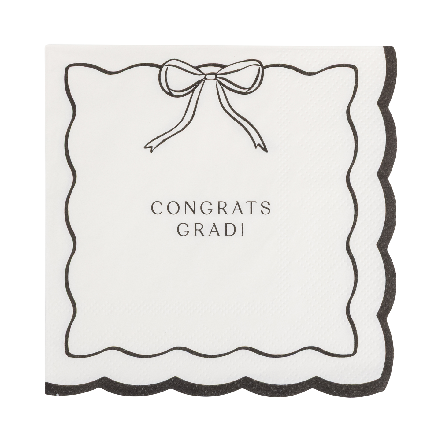 CONGRATS GRAD WHITE AND BLACK BOW COCKTAIL NAPKINS