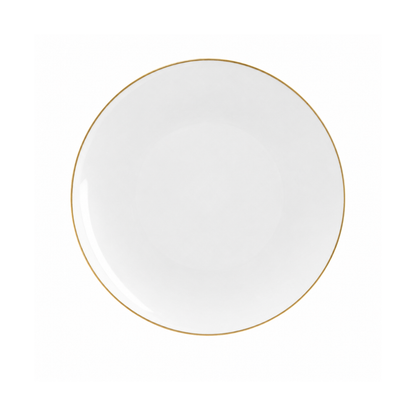 WHITE & GOLD ROUND REUSABLE DESSERT PLATES | 10 PIECES