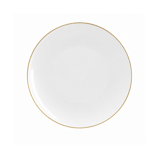 WHITE & GOLD ROUND REUSABLE DESSERT PLATES | 10 PIECES